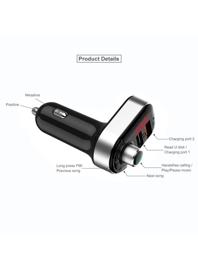NIBEMINENT Mobile Phone Car Charger With FM And Bluetooth Black/Silver - Image 4