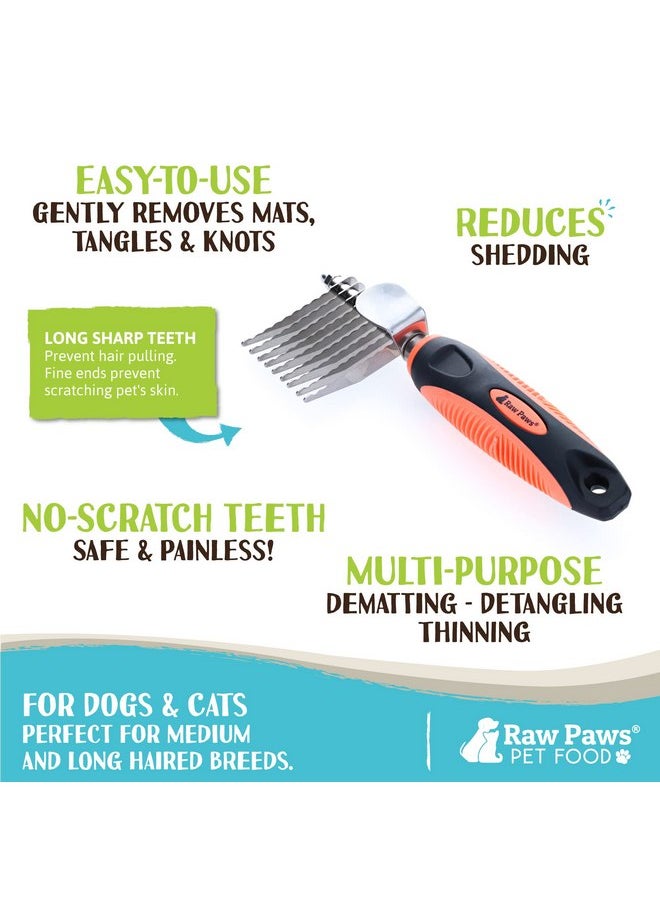 Raw Paws - Raw Paws Dematting Comb - 1 ct, Long Blades & Safety Edges, For Cats and Dogs - Removes Mats, Tangles & Knots - Image 1