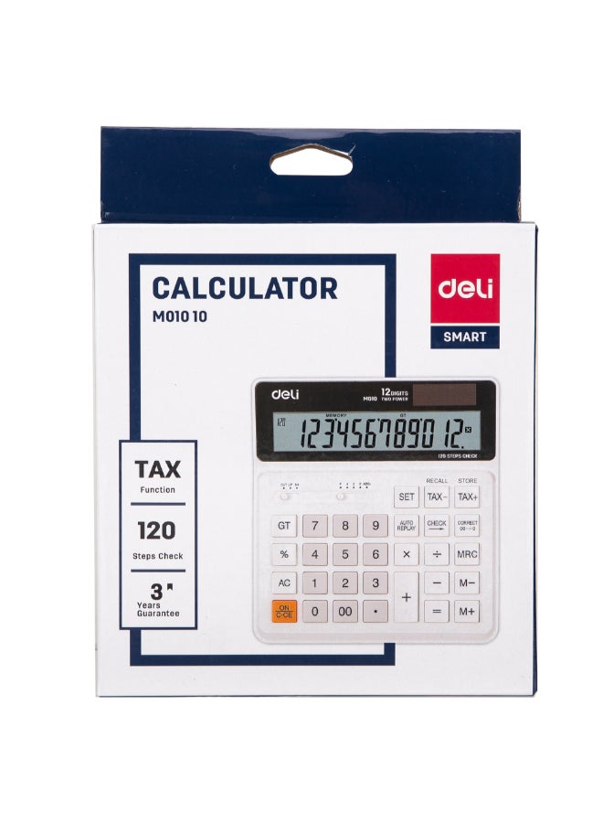 ديلي آلة حاسبة مكتبية ثنائية الطاقة 12 رقمًا، مع وظيفة ضريبية اللونين الأبيض والأسود 3.5 × 16 × 20 سم 146455 - Image 4