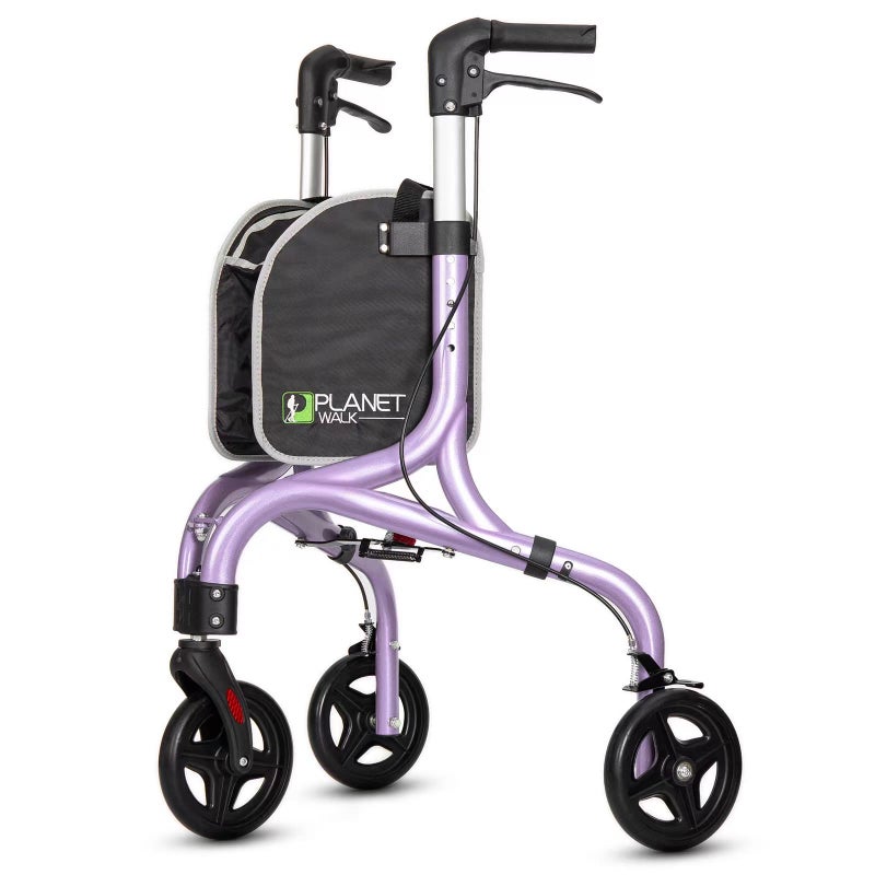 PLANET WALK Planetwalk Premium 3 Wheel Rollator Walker for Seniors - Ultra Lightweight Foldable Walker for Elderly, Aluminum Three Wheel Mobility Aid, Brilliant Purple - Image 1