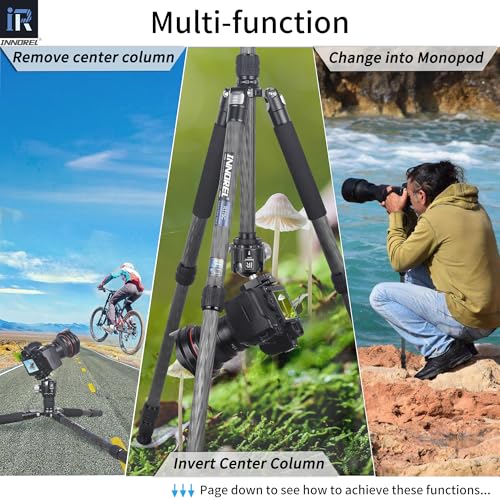 Innorel Carbon Fiber Tripod-INNOREL RT75C Without Ballhead Super Professional Tripod Monopod Heavy Duty Compact Stand Support for Digital DSLR Camera Travel - Image 4