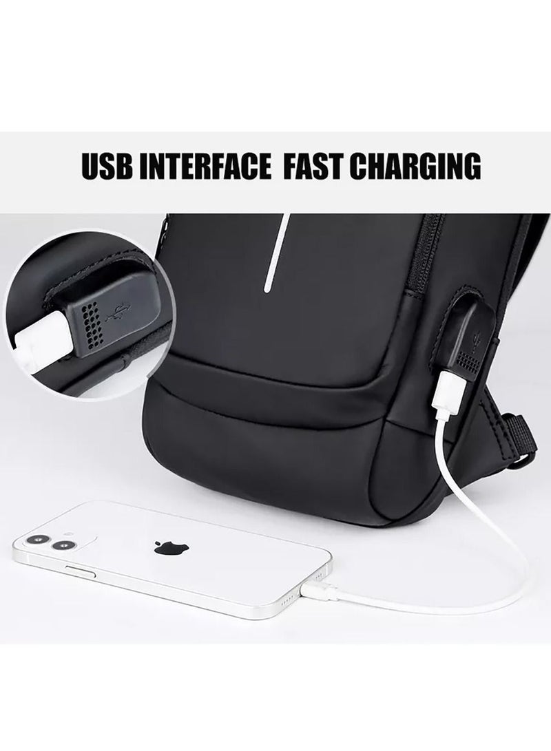 كونتكس حقيبة سفر متقاطعة على الصدر مع منفذ USB وقفل مضاد للسرقة أسود / بني - Image 2