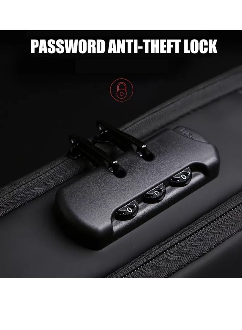 كونتكس حقيبة سفر متقاطعة على الصدر مع منفذ USB وقفل مضاد للسرقة أسود / بني - Image 3