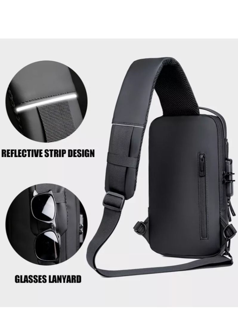 كونتكس حقيبة سفر متقاطعة على الصدر مع منفذ USB وقفل مضاد للسرقة أسود / بني - Image 5