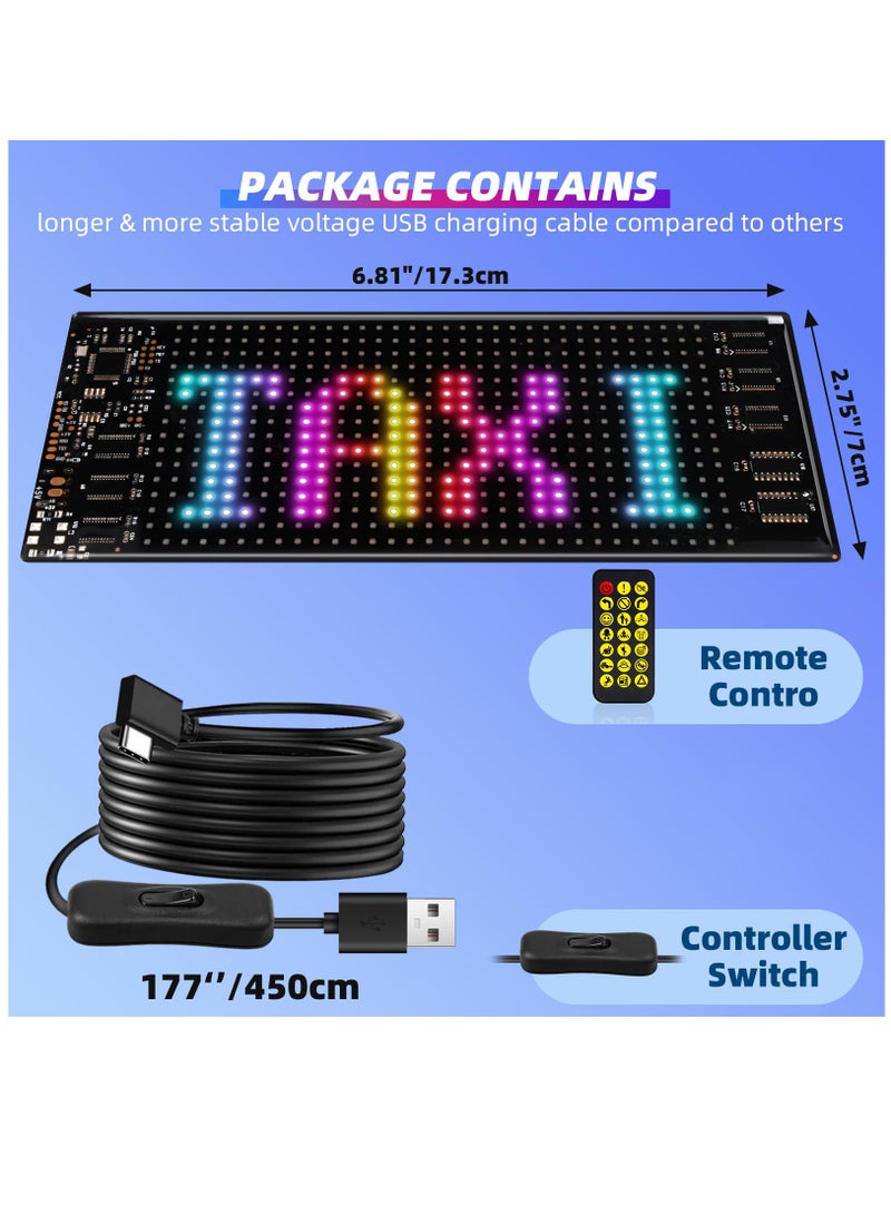 LED Signs for Car [Smarter App Control] [Upgraded Lamp Beads], 7''x3'' Flexible LED Matrix Panel 5.0 Bluetooth Control USB 5V DIY Programmable Led Sign for Taxi Car Accessories