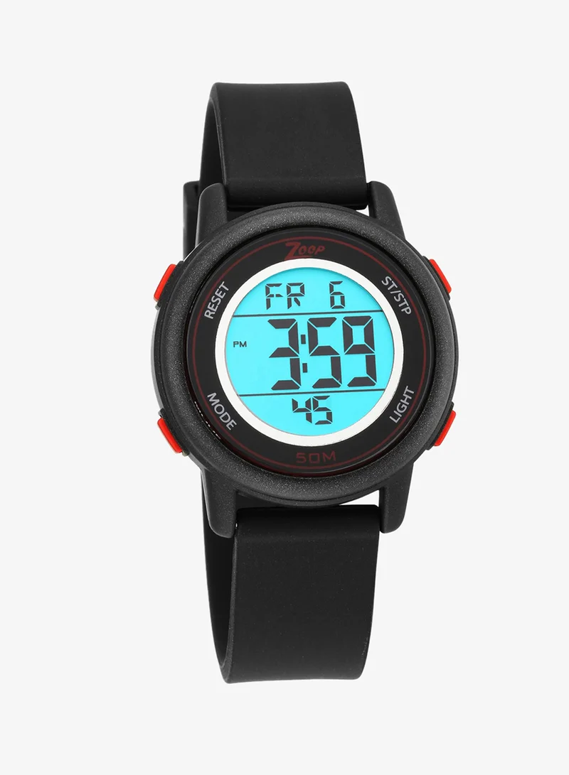 Zoop Digital Watch with Black Silicone Strap