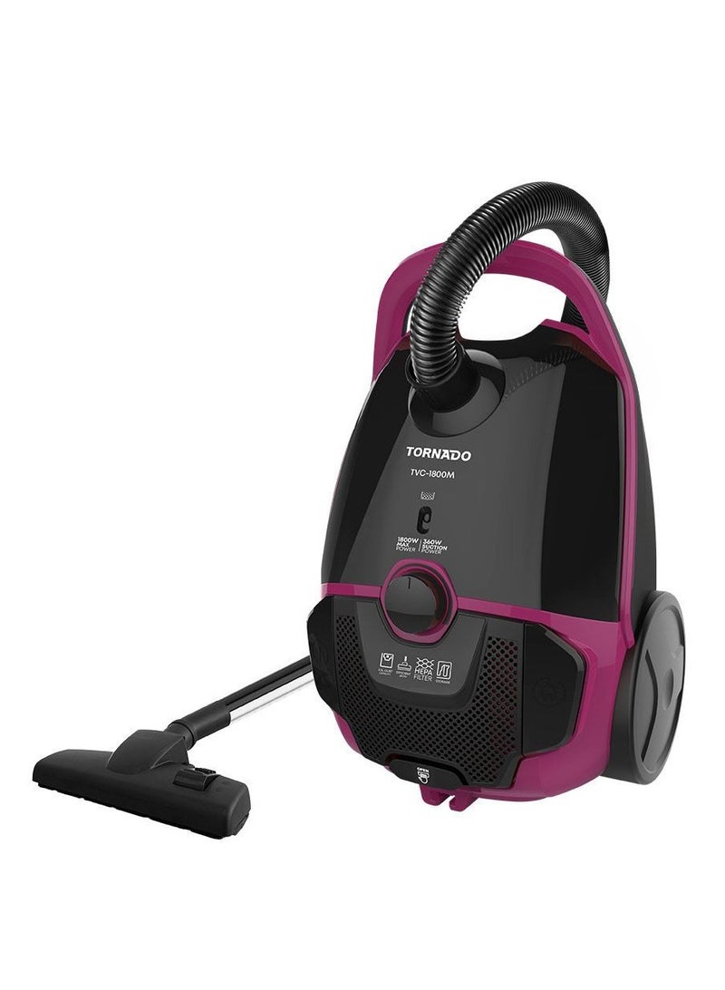 Vacuum Cleaner 1800 Watt HEPA Filter Black*Maroon TVC-1800MD