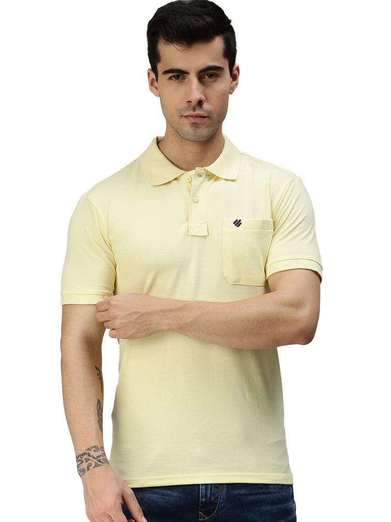 ONN Men's Canary Yellow Half Sleeves Polo Collar T-Shirt with Pocket(Size : X-Large) - Image 1