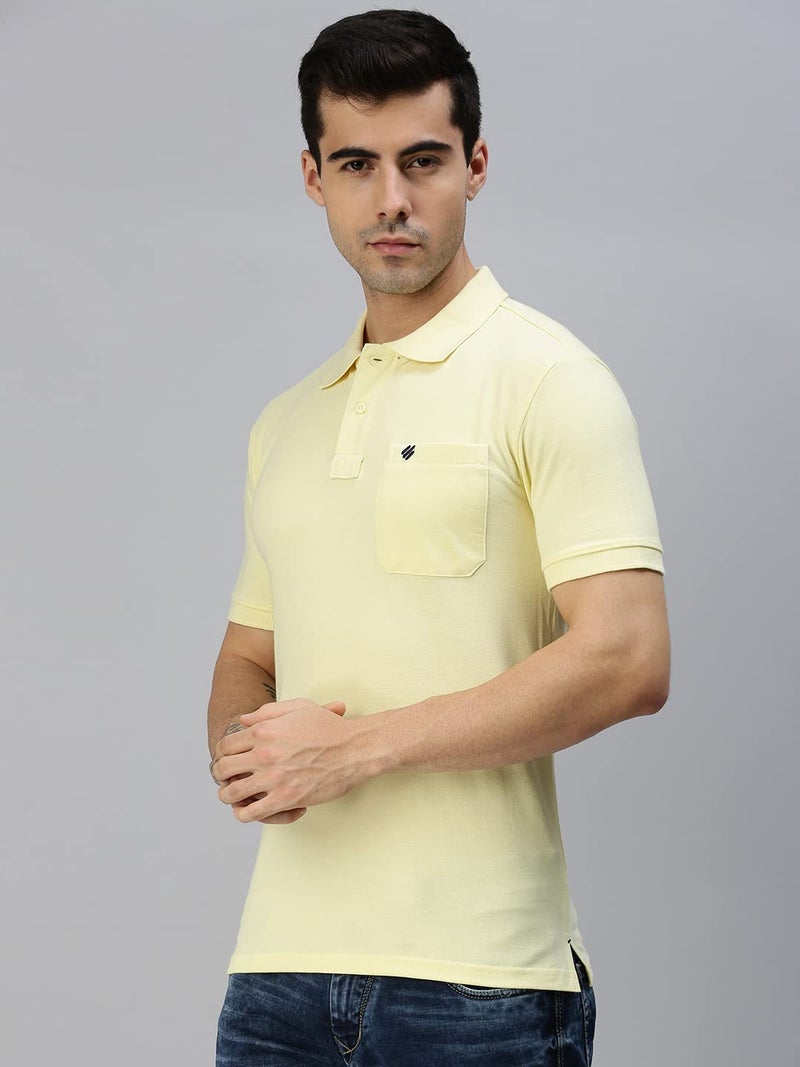 ONN Men's Canary Yellow Half Sleeves Polo Collar T-Shirt with Pocket(Size : X-Large) - Image 3