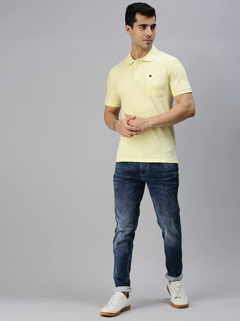 ONN Men's Canary Yellow Half Sleeves Polo Collar T-Shirt with Pocket(Size : X-Large) - Image 5