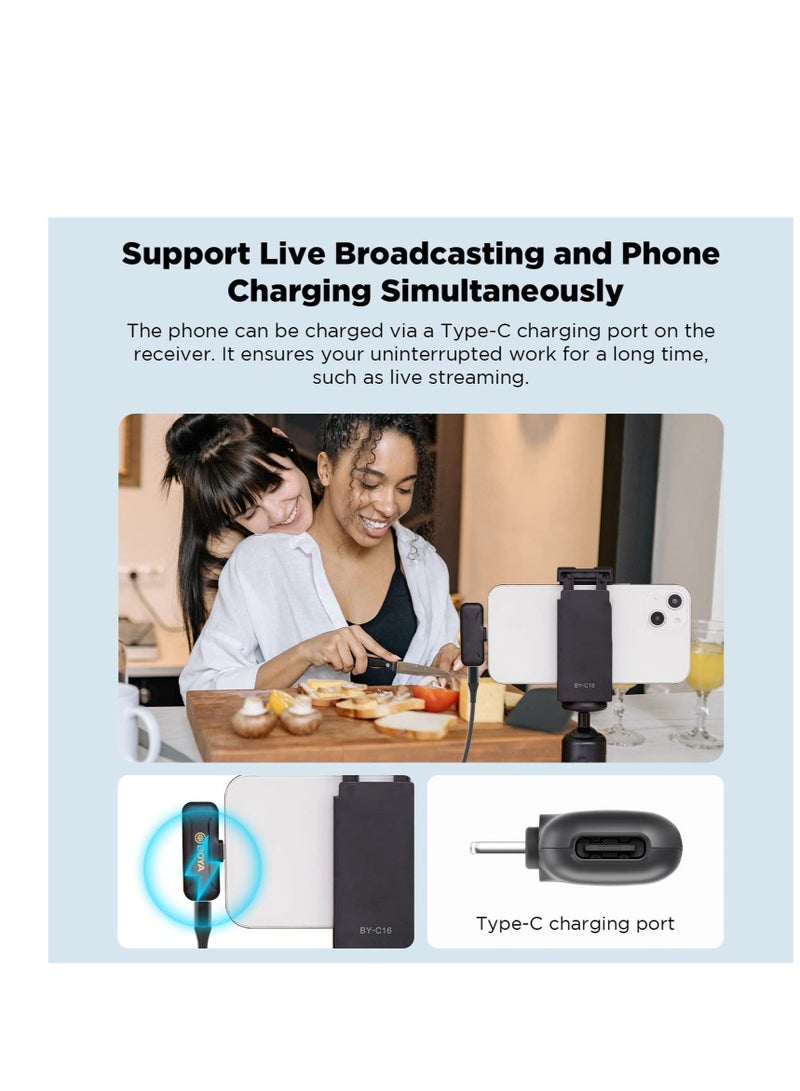 Captaintech Wireless Lavalier Microphone for iPhone iPad, 2.4GHz Plug Play Lapel Clip-on Mic for Interview Video Podcast Vlog YouTube Recording (2TX+RX) - Image 4