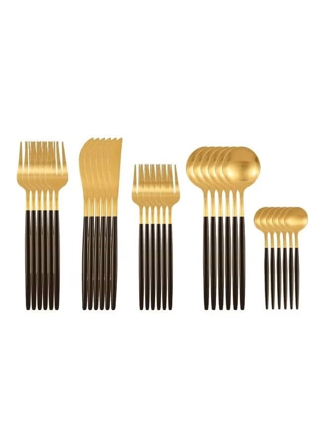 Betaoby 30 PCS Flatware Set with Knives Spoons and Forks Stainless Steel Flatware Set for 6 Persons Black & Gold - Image 3