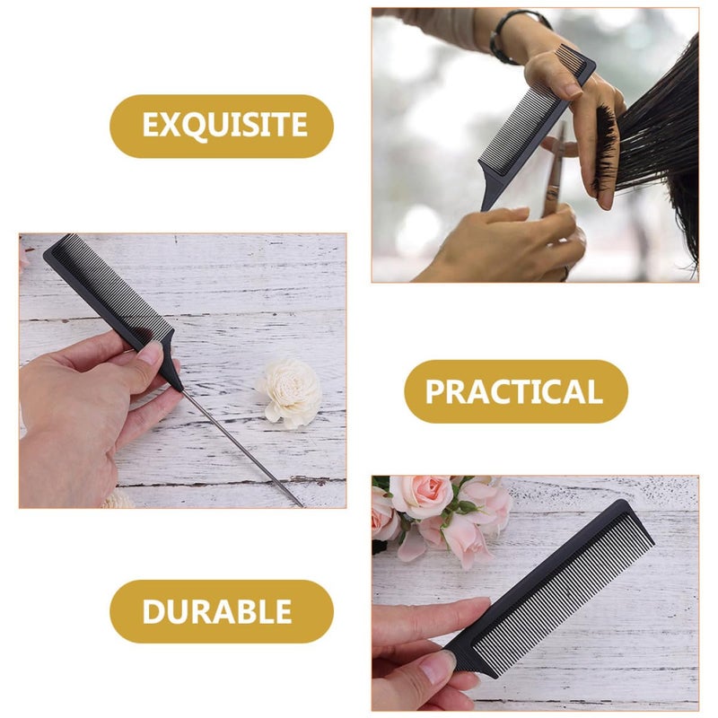 Carbon Fiber Rat Tail Combs 4pcs Set Anti Static Professional Styling Hair Combs - Image 4
