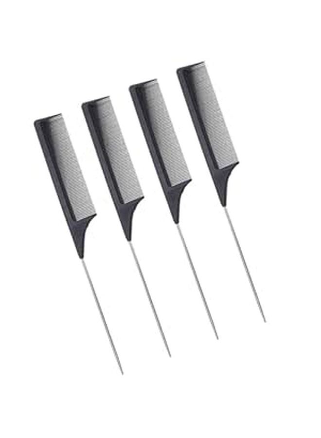 Carbon Fiber Rat Tail Combs 4pcs Set Anti Static Professional Styling Hair Combs - Image 1