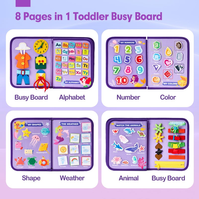hahaland Busy Board Montessori Toys - 3 Year Old Girl Gifts Bithday Gift Ideas - 8 in 1 Preschool Learning Activities - Christmas Toddler Stocking Stuffers Gifts - Image 2
