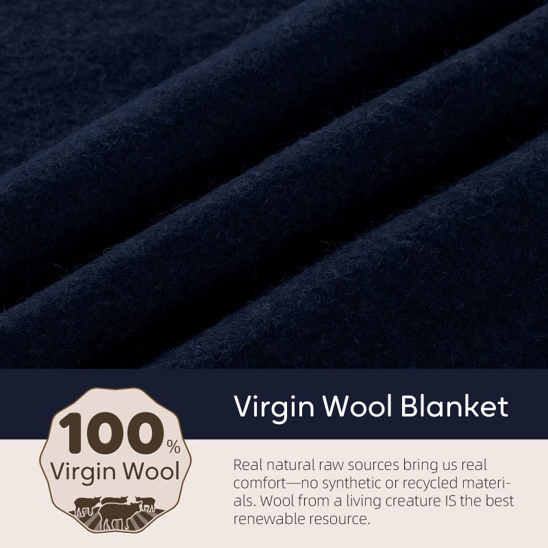 Molithe 100% Wool Blanket, 62" x 86", Warm, Thick, Washable, Military Wool Blanket, Great for Camping, Outdoors, Sporting Events, Survival Kits - Image 3