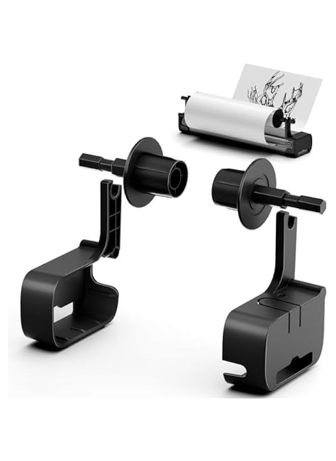 phomemo M08F Printer Holder for Rolls Thermal Paper, with 2 Rolls Thermal Papers, for A4  Rolls Paper, Portable Stand Desktop Printer Accessory Supplies for Travel, Home, Office  - Image 1