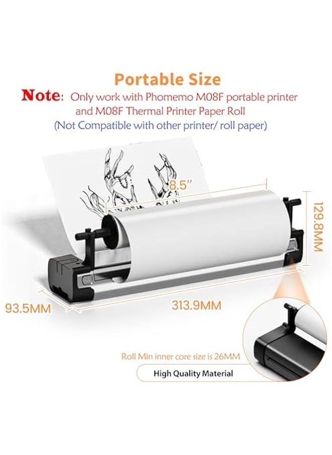 phomemo M08F Printer Holder for Rolls Thermal Paper, with 2 Rolls Thermal Papers, for A4  Rolls Paper, Portable Stand Desktop Printer Accessory Supplies for Travel, Home, Office  - Image 2