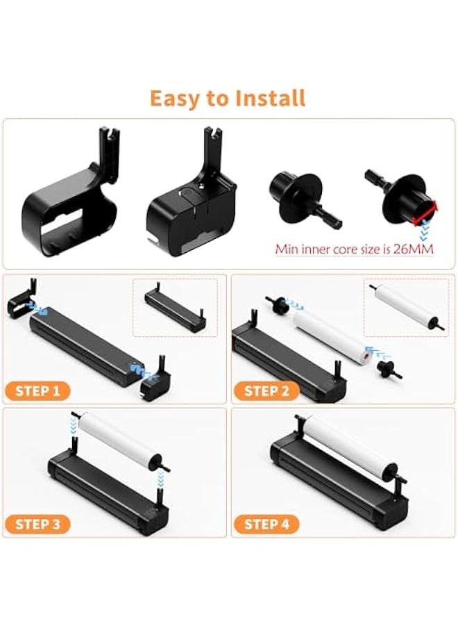 phomemo M08F Printer Holder for Rolls Thermal Paper, with 2 Rolls Thermal Papers, for A4  Rolls Paper, Portable Stand Desktop Printer Accessory Supplies for Travel, Home, Office  - Image 3