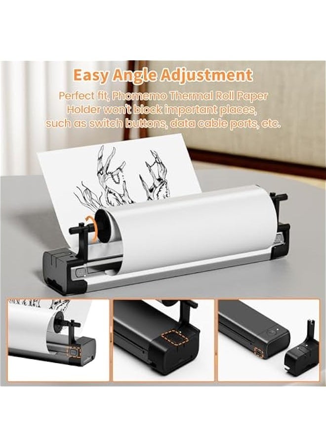 phomemo M08F Printer Holder for Rolls Thermal Paper, with 2 Rolls Thermal Papers, for A4  Rolls Paper, Portable Stand Desktop Printer Accessory Supplies for Travel, Home, Office  - Image 4