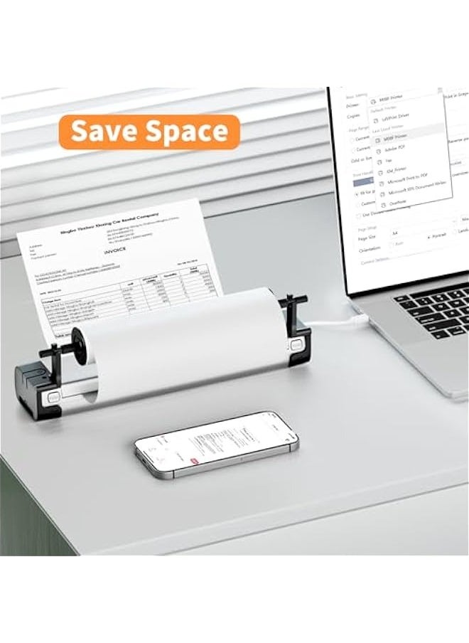 phomemo M08F Printer Holder for Rolls Thermal Paper, with 2 Rolls Thermal Papers, for A4  Rolls Paper, Portable Stand Desktop Printer Accessory Supplies for Travel, Home, Office  - Image 5