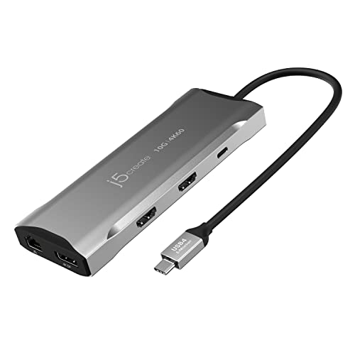 j5create USB C 4K Triple Display Hub - 4K HDMI x2, 4K DP, 2 USB-A and USB-C 10Gbps, PD 100W, Ethernet, SD 4.0 Card Reader | for XPS, Surface Pro (JCD397) - Image 1