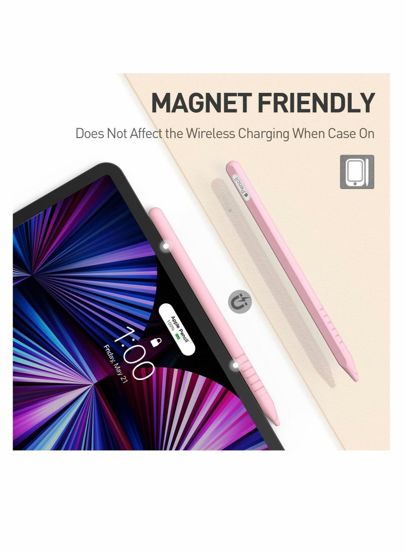 كابتن تيك Case for Apple Pencil 2nd Generation, 2 Pack Protective Silicone Cover + 2 Nibs Cover Fit for iPad Pro 11 12.9 Inch, Soft Sleeve Compatible with Magnetic Charging and Double Tap (Pink, Blue) - Image 2