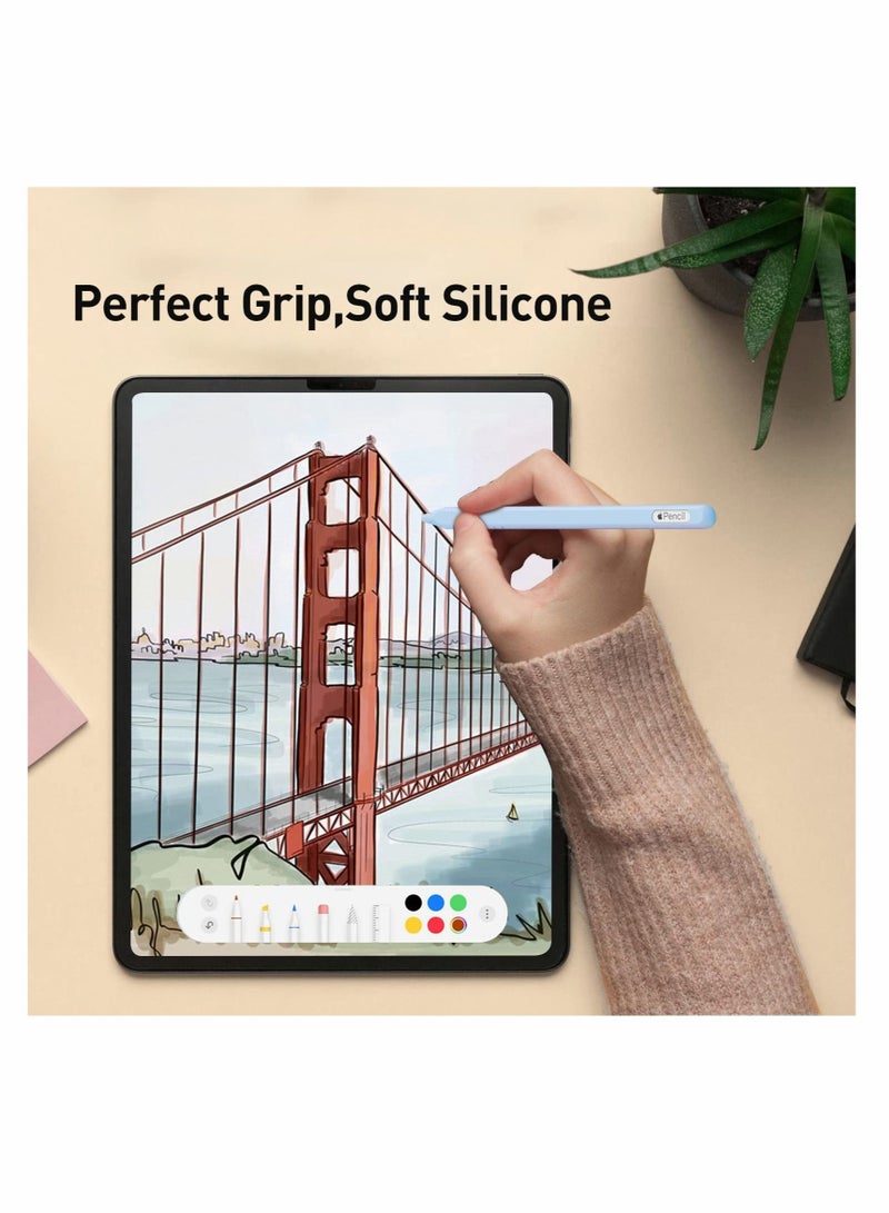 كابتن تيك Case for Apple Pencil 2nd Generation, 2 Pack Protective Silicone Cover + 2 Nibs Cover Fit for iPad Pro 11 12.9 Inch, Soft Sleeve Compatible with Magnetic Charging and Double Tap (Pink, Blue) - Image 3