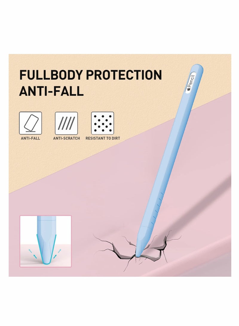 كابتن تيك Case for Apple Pencil 2nd Generation, 2 Pack Protective Silicone Cover + 2 Nibs Cover Fit for iPad Pro 11 12.9 Inch, Soft Sleeve Compatible with Magnetic Charging and Double Tap (Pink, Blue) - Image 5