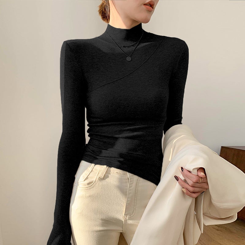 Brushed Warm High-Elastic Modal Cotton Half Turtleneck Bottoming Shirt Women's Long-Sleeved T-Shirt 2025 Autumn and Winter Inner Slim Fit - Image 1