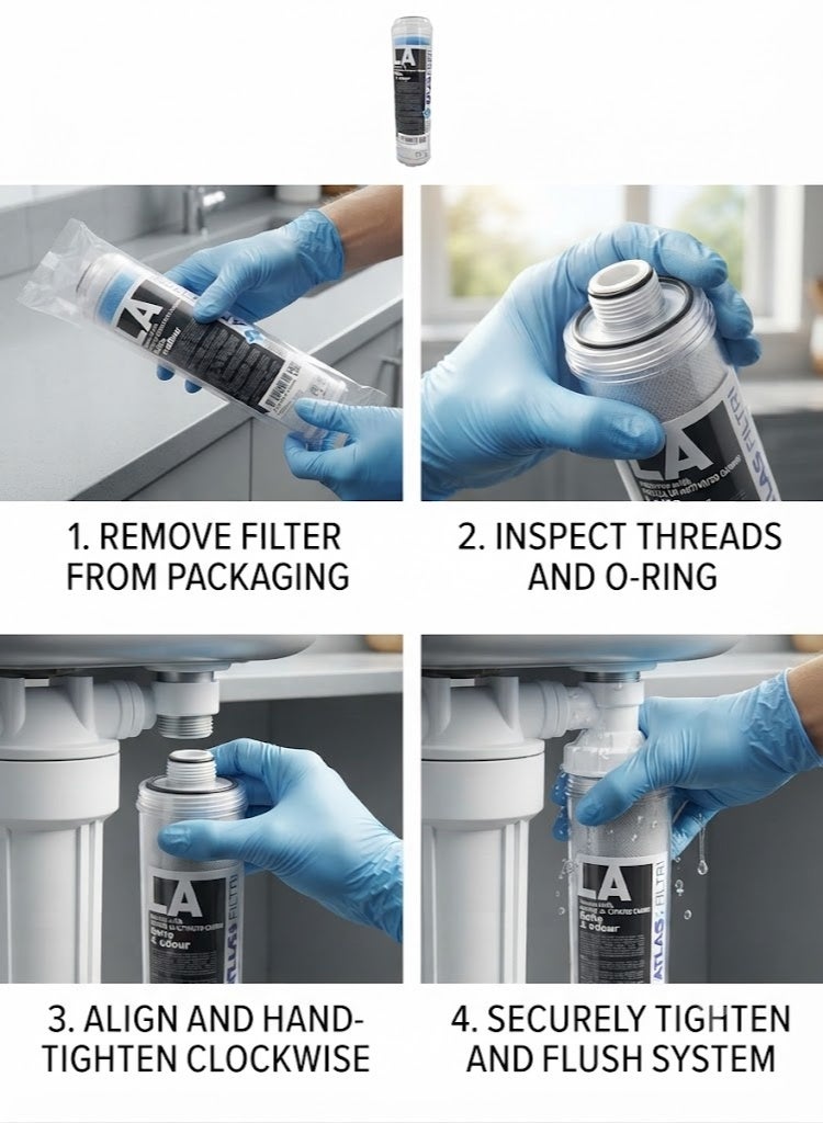 ATLAS Water Filter Cartridge 3 Stages Granular Activated Carbon Melt-Blown Polypropylene Sediment Cartridge MCR Cartridge Filter Replacement ACTIVATED CARBON - Image 2