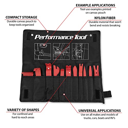 Performance Tool W80643 11Pc Trim Removal Tool Set - Car Pry Tool Kit for Easy Car Panel, Door, and Audio Trim Removal - Image 5