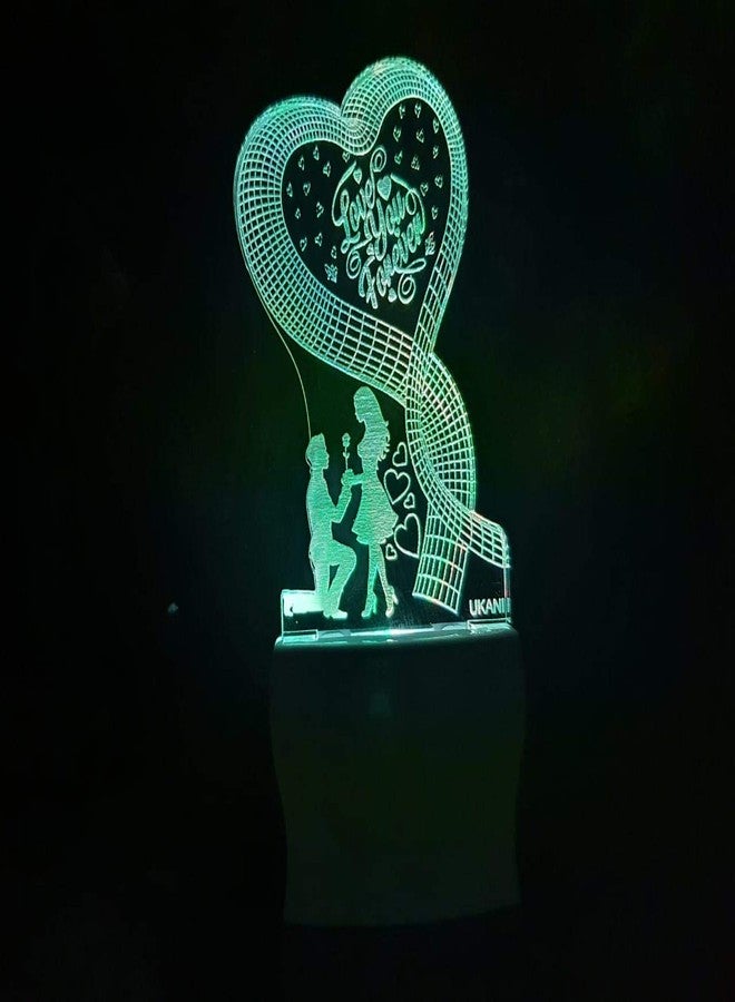 UKANI 3D Love You Forever Latest Acrylic Colour Changing 3D Illusion LED Night Lamp for Bedroom (Multicolour) Design Night Lamp for Bedroom/Gift (Size 3 Inch) - Image 4
