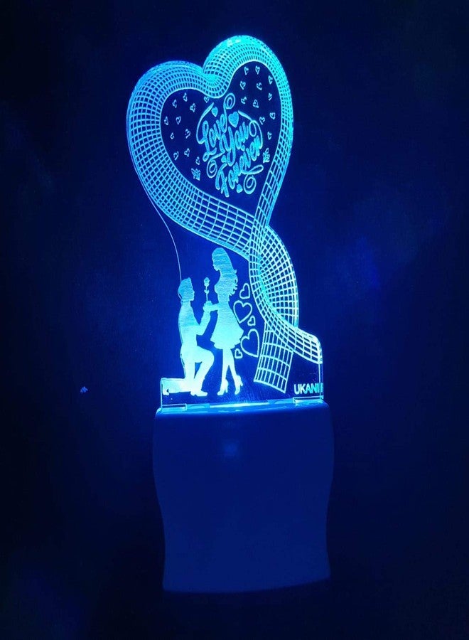 UKANI 3D Love You Forever Latest Acrylic Colour Changing 3D Illusion LED Night Lamp for Bedroom (Multicolour) Design Night Lamp for Bedroom/Gift (Size 3 Inch) - Image 3