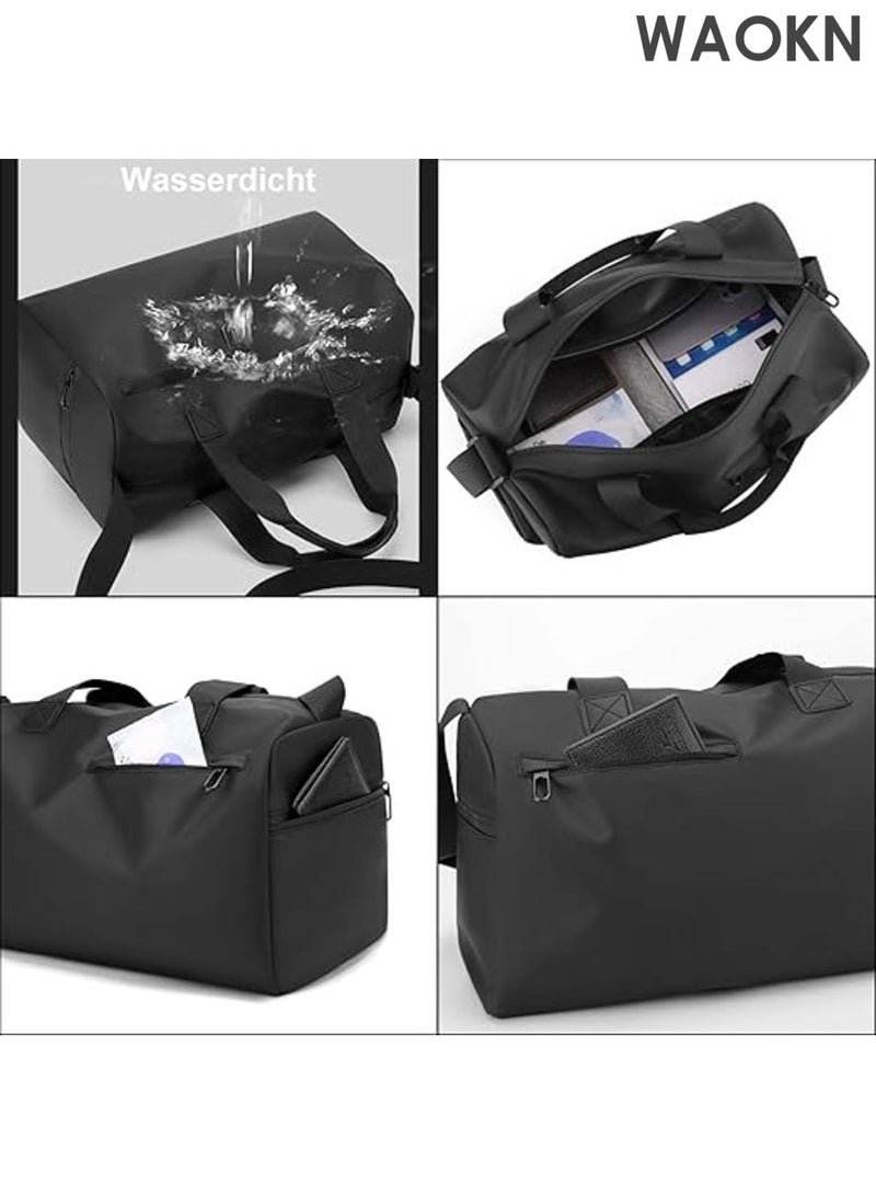 WAOKN Large capacity sports bag with shoe compartment and wet compartment, can be carried by hand or diagonally crossed, lightweight, waterproof, travel bag, sports training bag, fitness, swimming, travel, unisex, 20liters,classic sport. - Image 5