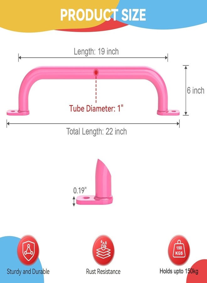 CHARMING TREASURES 48cm Long Metal Playground Safety Handle Monkey Bars for Kids Backyard (Pack of 2), Jungle Gym for Indoor Outdoor Playground Playset Handle Accessories for Playhouse, Grey - Image 3