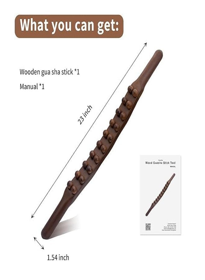 Acumart Wooden Massage Roller Stick with 20 Ball Points, Double Roller Gua Sha Therapy Tool for Body, Neck, Shoulder, Back Relief with Massage Oil Combo Pack - Image 4