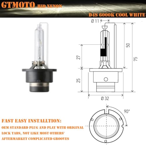 GTMOTO for 2014 2015 Mazda 3 6 CX5 CX9 HID Headlights D4S Xenon Bulbs, 9070-39-350 OEM 35W Projector Bi-xenon Lights Replacement, 6000K Bright White D4SC1, 2-Pack - Image 5