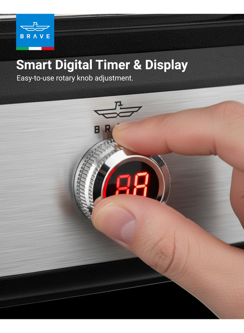 بريف جهاز تبخير الطعام الكهربائي ثلاثي الطبقات ومسلوق البيض بقدرة 400 واط، سعة كبيرة 9 لتر مع تبخير سريع، مزوّد بـ 3 سلال قابلة للتكديس، مؤقّت دقيق لمدة 60 دقيقة، إيقاف تلقائي، لوح تسخين فولاذي، شاشة عرض LED، مقبض دوّار، مصباح مؤشر، قابس بريطاني – مثالي لطهي الخضروات والأسماك والدجاج. - Image 2