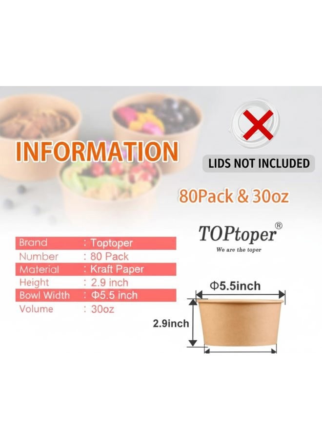 TOPtoper 30 Oz Disposable Paper Bowl, 80 count Biodegradable Paper Bowls Party Supplies for Hot/Cold Food, Soup - Image 2