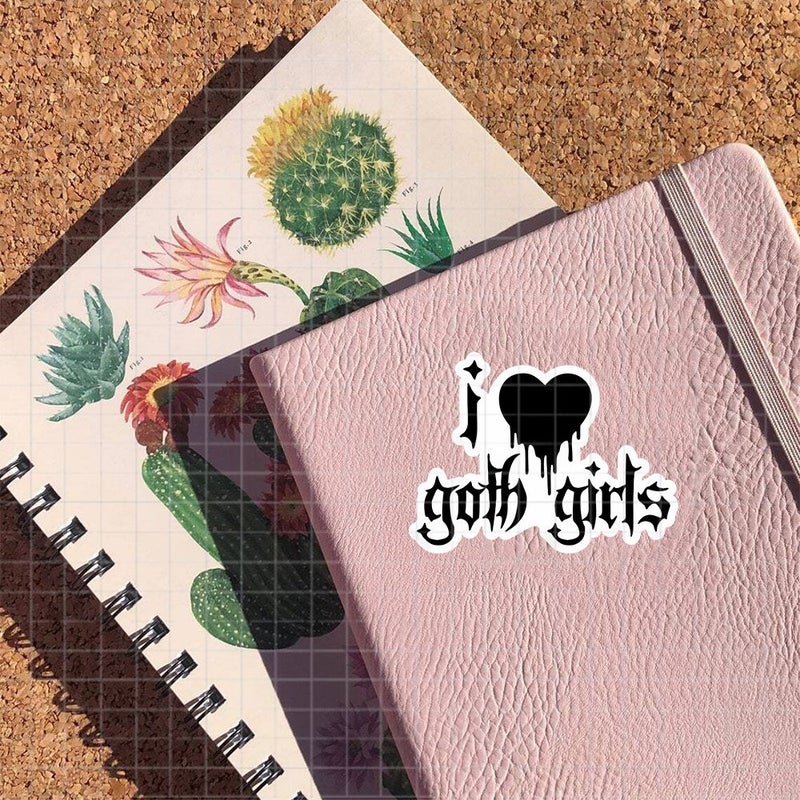 3 Inch Polychrome I Love Goth Girls Dripping Heart Gothic Style Vinyl Sticker - Image 4