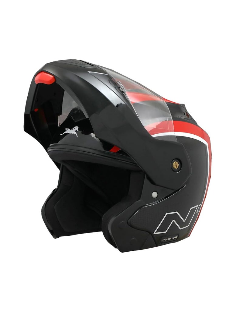 TVS Ntorq Full Face, Flip Up Helmet with ABS Shell, ISI Certified, Scratch and UV Resistant Visor, Red-Black - Image 3
