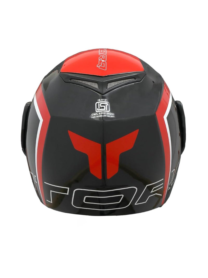 TVS Ntorq Full Face, Flip Up Helmet with ABS Shell, ISI Certified, Scratch and UV Resistant Visor, Red-Black - Image 5