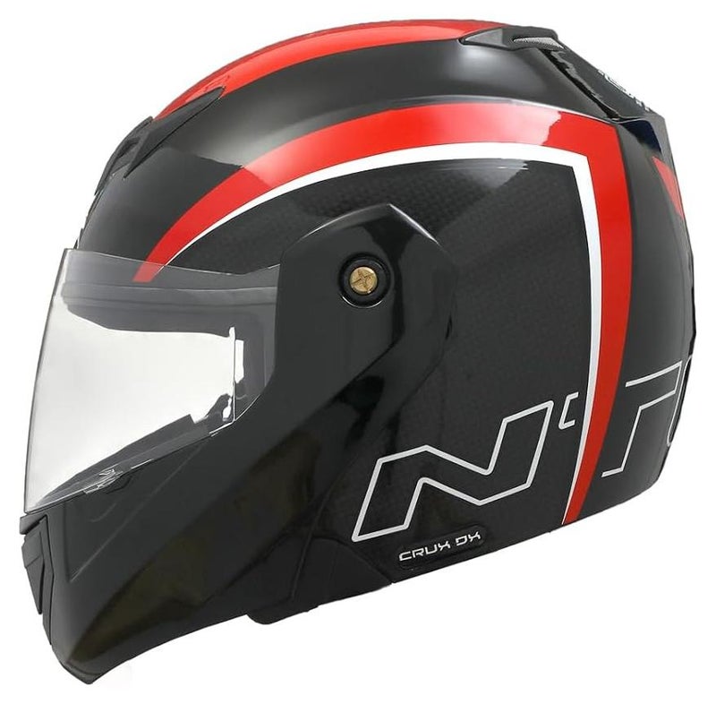 TVS Ntorq Full Face, Flip Up Helmet with ABS Shell, ISI Certified, Scratch and UV Resistant Visor, Red-Black - Image 1