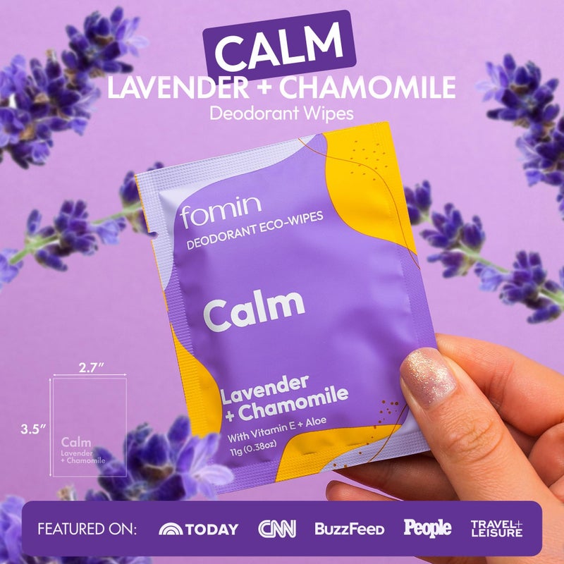 FOMIN Travel Deodorant Wipes - 30 Count - Lavender and Chamomile pH Balanced, Hypoallergenic Mini Deodorant Wipes For Women and Men - Plastic-Free, Individually Wrapped Underarm & Body Wipes - Image 4
