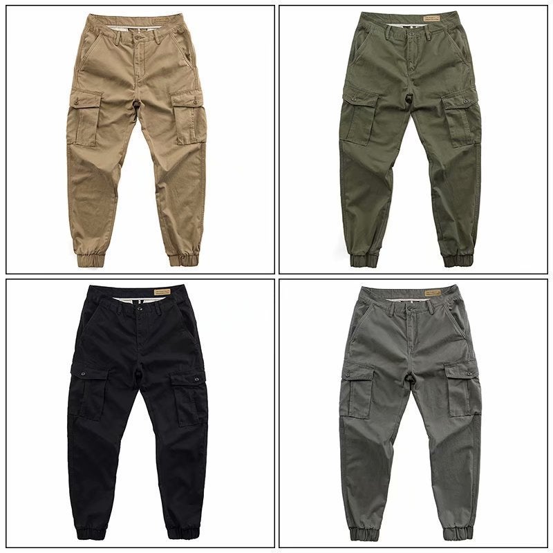 New Outdoor Wear-resistant Special Forces Training Pants Retro Cotton Antique Wash Black Loose Sports Cropped Pants Grey - Image 5