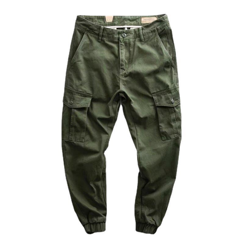 New Outdoor Wear-resistant Special Forces Training Pants Retro Cotton Antique Wash Black Loose Sports Cropped Pants Grey