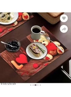 SAFONEX SAFONEX Printed PVC 6 Piece Dining Table Placemat Set with Tea Coasters Brown Teddy Bear Print  - Image 3