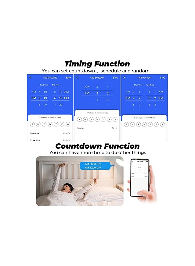 PROMASS promass Tuya Wifi Smart Plug 20A Wireless Socket Mini Wifi Outlet Timing Schedule Function Smart Life App Remote Control Works with Amazon Alexa Google Home Siri Samsung Smart Things (1 Pcs)  - Image 5