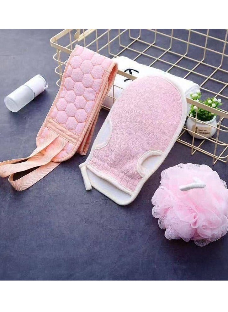 Body Scrubber Tools Bath Sponge Loofah Back Scrubber Exfoliating Gloves 3pcs Random Color  - Image 1